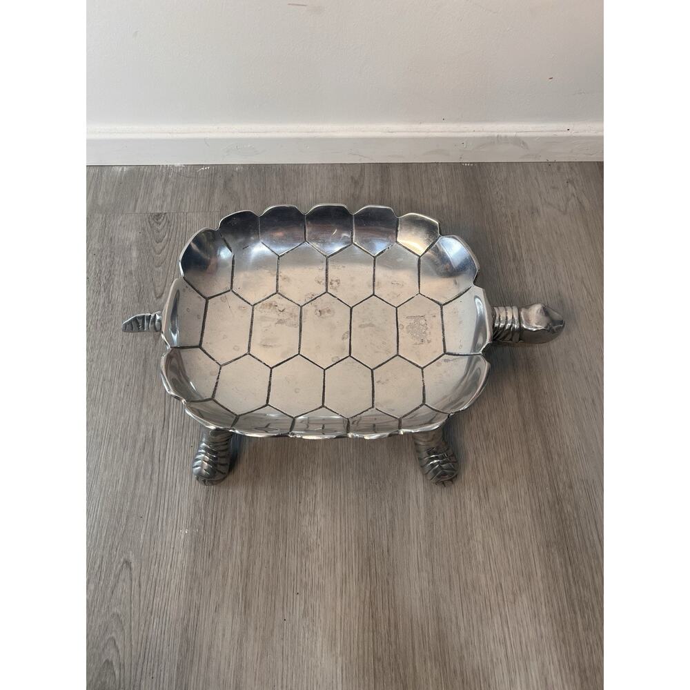 Zgallerie Ocean Sea Turtle Aluminum Silver Tray Candy Dish
